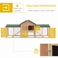 thumbnail image 4 of PawHut Large Rabbit Hutch Wood Bunny Cage Outdoor Guinea Pig House with Double Runs Slide Out Tray Ramps, 83"x18"x33", Natural, 4 of 10