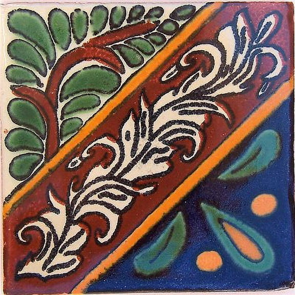 4.2x4.2 Morelia Talavera Mexican Tile, Set of 9 pcs