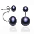 thumbnail image 1 of Natural Pearl Stud Earrings For Women Jewelry S925 Sterling Silver Genuine White Black Double Pearl Earrings Party, 1 of 5