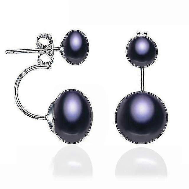 Natural Pearl Stud Earrings For Women Jewelry S925 Sterling Silver Genuine White Black Double Pearl Earrings Party