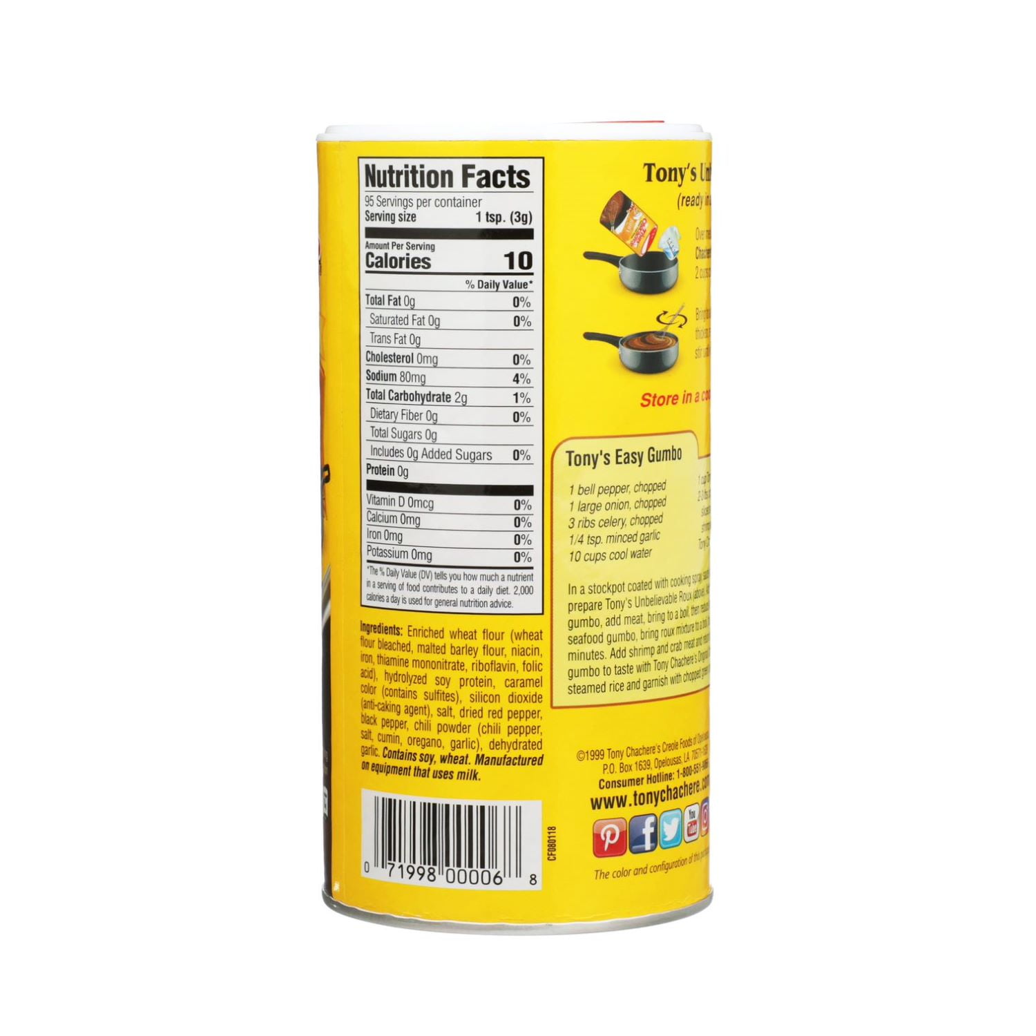 (2 pack) Tony Chachere’s, Roux, Cajun, Instant 10 oz, Shelf Stable, Nut Free, No MSG