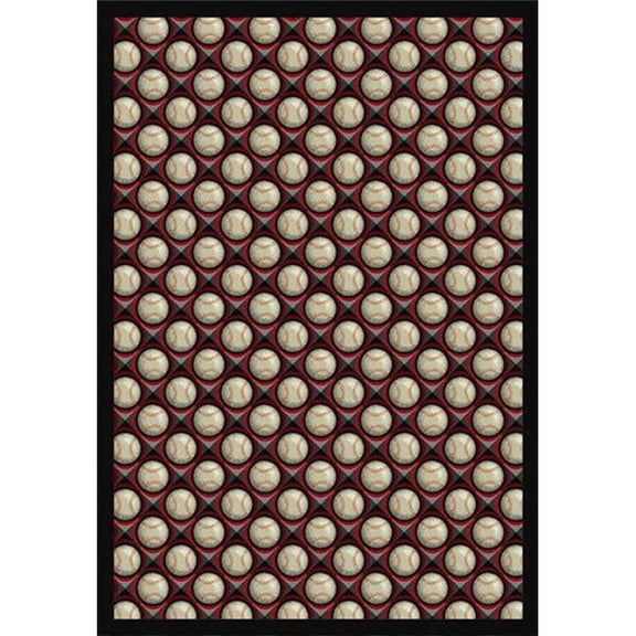 Bases Loaded Night Game 5 ft.4 in. x 7 ft.8 in.  WearOn Nylon Machine Tufted- Cut Pile Sports Rug