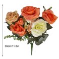 thumbnail image 4 of Moyic Ramo de rosas artificiales de 13 cabezas, simulación de estilo europeo, decoración para el hogar, banquete de boda, accesorios de Flores artificiales naranja amarillo 15 x 10 x 30 cm Moyic HA8463-01B, 4 of 6