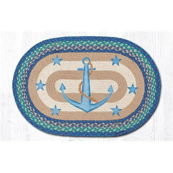 Capitol Importing 65-433AS 20 x 30 in. Anchor Stars Printed Oval Patch Rug