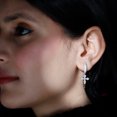 thumbnail image 4 of Rosec Jewels Lab Created Diamond Cross Earrings for Women - Vintage Style Diamond Drop Earrings - EF-VS Grade, 925 Sterling Silver, 4 of 6