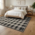 thumbnail image 3 of ODIKA 6'x9' Washable Area Rug Easy Care, Non-Shedding, Primitive Vintage Checker Motif Frame Concentric Ring Folk Border for Queen Size Bedroom Under Bed Master Suite, 3 of 7