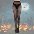thumbnail image 2 of Aocisk Halloween Stockings for Women Gothic Fishnet Tights with Bow Lace Design Out Pattern Accessories Yellow One Size, 2 of 4