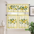 thumbnail image 2 of 3 Piece Kitchen Curtains and Valances Set Yellow Lemons Cafe Curtains 36 Inch Length Summer Botanical Checkered Farmhouse Valance & Tier Curtain for Living Room Bedroom Small Window 54"x18"+27"x36"*2, 2 of 6