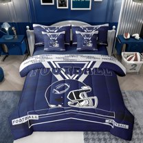 Castle Fairy Football Print Bedding Comforter Set 7-Piece for Kids Children Teens,Sport Theme King Bedding Sets,Ball Gamer Ultra Soft Bed Sheets,Ultra Soft Home Decor,Reversible