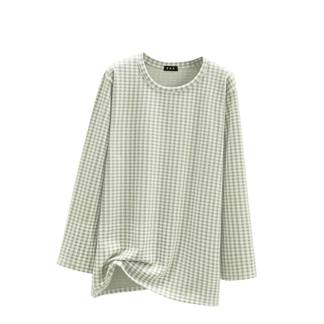 cfhntfmh Chemises Thermiques pour Femmes Grande Taille Col Rond Ample Couche de Base Manches Longues Hiver Chaud Décontracté Pyjama