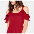 thumbnail image 2 of INC Womens Ruffle Cold Shoulder Blouse Red XS, 2 of 3