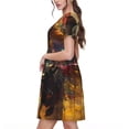thumbnail image 2 of Easygdp Colorful Bull Western Man para Vestido Transpirable de Mujer, Vestido Suelto de Manga Corta con Pliegues y Bolsillos para el Verano, 2 of 6