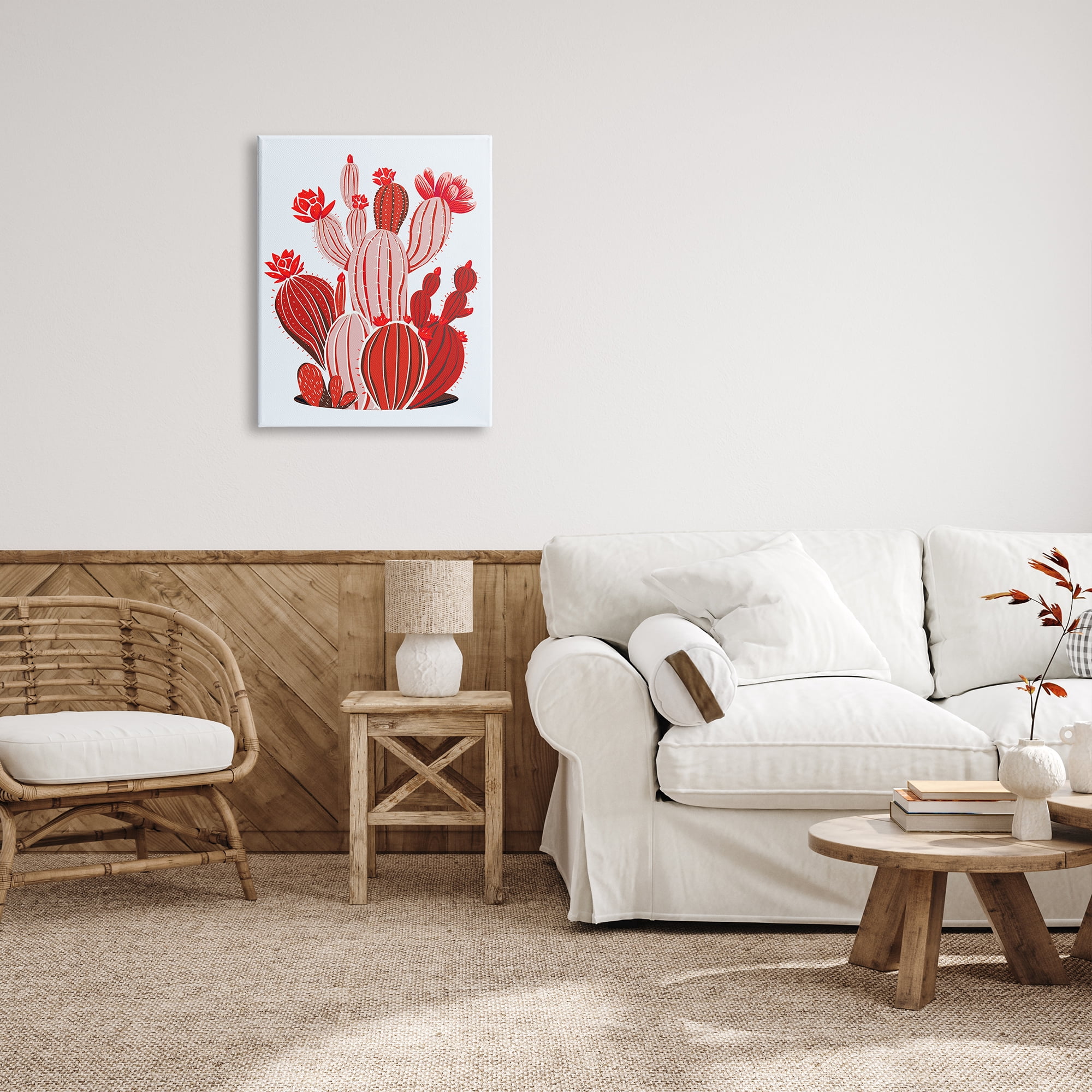 Stupell Industries Red Modern Cactus Plants Botanical & Floral Painting Gallery Wrapped Canvas Print Wall Art, 24 x 30