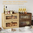 thumbnail image 3 of Double Layer Large Bread Box for Kitchen Counter, Wooden Corner Bread Storage Container with Acrylic Window, Retro Brown, 3 of 8