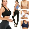 thumbnail image 3 of Sports Bras for Women Cross Back Padded Sports Bra Medium Support With zipper Front Chest Workout Running Yoga Bra, 3 of 8