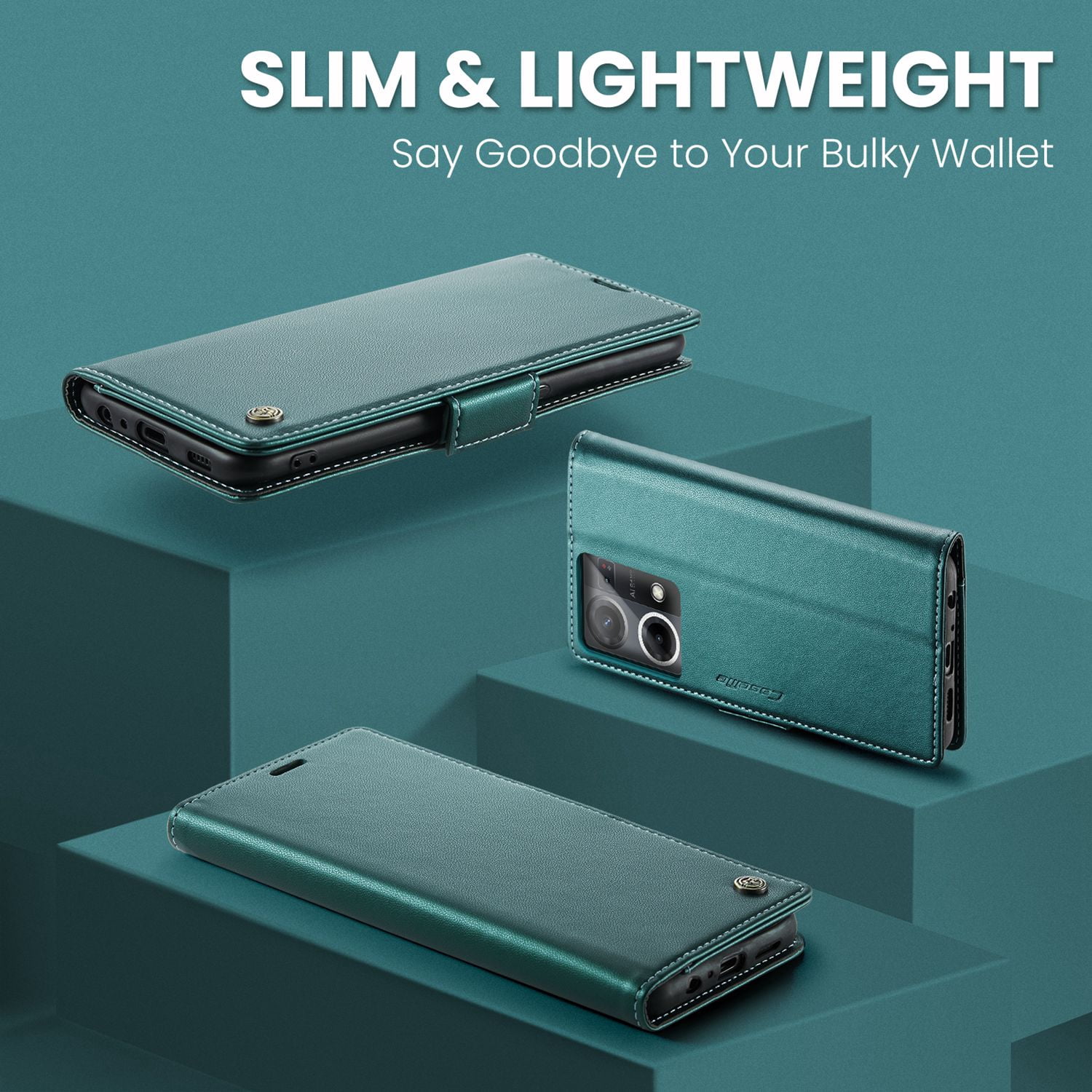 ETFAST Leather Phone Case Wallet With Card Holder Zipper For OPPO Reno 8 4G High Quality Leather Phone Case