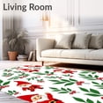 thumbnail image 2 of ODIKA 3'x5' Machine Washable Non-Slip Area Rug, Joyful Santa Helper Woodland Creatures Festive Accent Trio High Traffic Rug, Red, 732870, 2 of 7