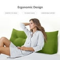 thumbnail image 2 of WOWMAX Sofa Bed Large Filled Triangular Wedge Cushion Bed Backrest Positioning Support Pillow Reading Pillow Office Lumbar Pad with Removable Cover Green 47 Inches, 2 of 7