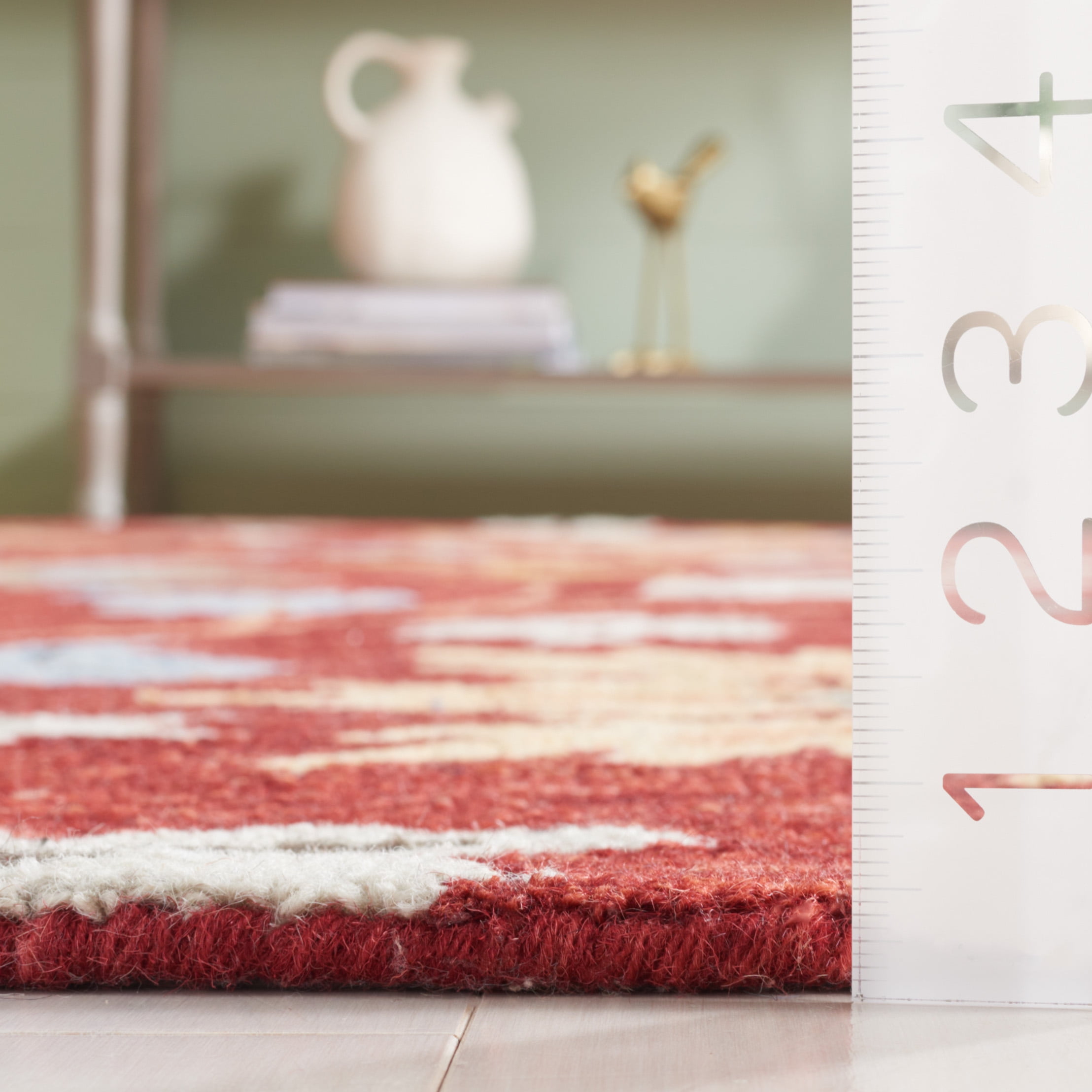 SAFAVIEH Jardin Jimmy Floral Area Rug, Red/Orange, 6' x 6' Square