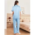 thumbnail image 6 of EKOUAER Silk Pajamas 2 Piece Pjs Sets Silk Short Sleeve Satin Purple Pajamas Light Weight Travel Pjs for Women, 6 of 6