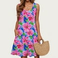 thumbnail image 5 of Levmjia Womens Sleeveless Floral Dress Casual Summer Cotton Spaghetti Strap Round Neck Loose Fit Beach Vacation Sun Dress Multi Color Option, 5 of 6