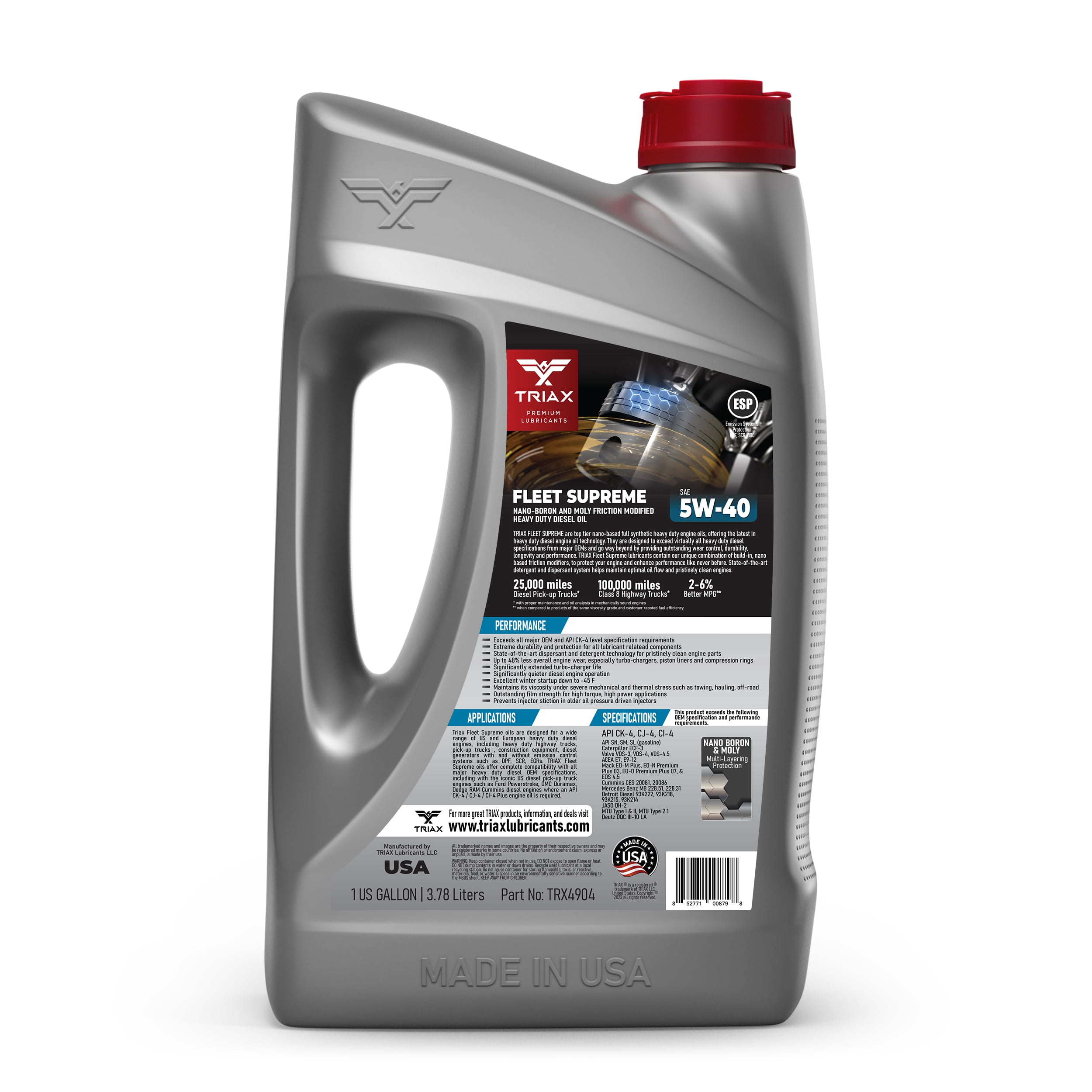TRIAX Fleet Supreme 5W-40 Full Synthetic, Heavy Duty, Diesel Engine Oil, 1 Gallon