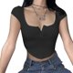 thumbnail image 1 of Txlixc Mujeres Verano Sexy Crop Tops Manga Corta Cuello Cuadrado Botón Camiseta Txlixc Sexy, 1 of 3