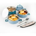 thumbnail image 3 of SANQIAHOME 3 Tier Stackable Stainless Steel Lunch Box Sealed(blue, 3 layers) with spoon and fork, 3 of 9
