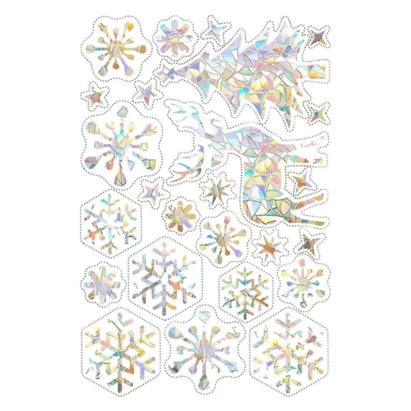 Anti-Collision Window Decals for Bird Prevention, Non-Adhesive Snowflake and Holiday Stickers for Glass Safety, Reusable Reflective Bird Strike Deterrents for Home, Office, and Glass Doors