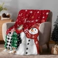 thumbnail image 2 of Flannel Fleece Throw Blankets Christmas Tree Red Snowman Throws Blankets, Xmas Animal Winter Snowflake Lightweight Soft Warm Blanket for Couch Sofa Bed Living Room All Season Use, 50x60in, 2 of 9