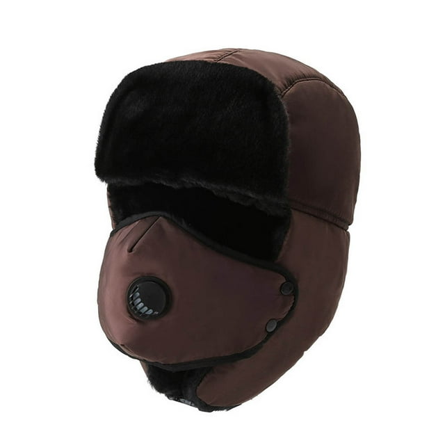 Qarigey Deportes al aire libre Gorra a prueba de viento Sombrero cálido Esquí Ciclismo Senderismo Gorra de invierno con cubierta facial Sombreros Café
