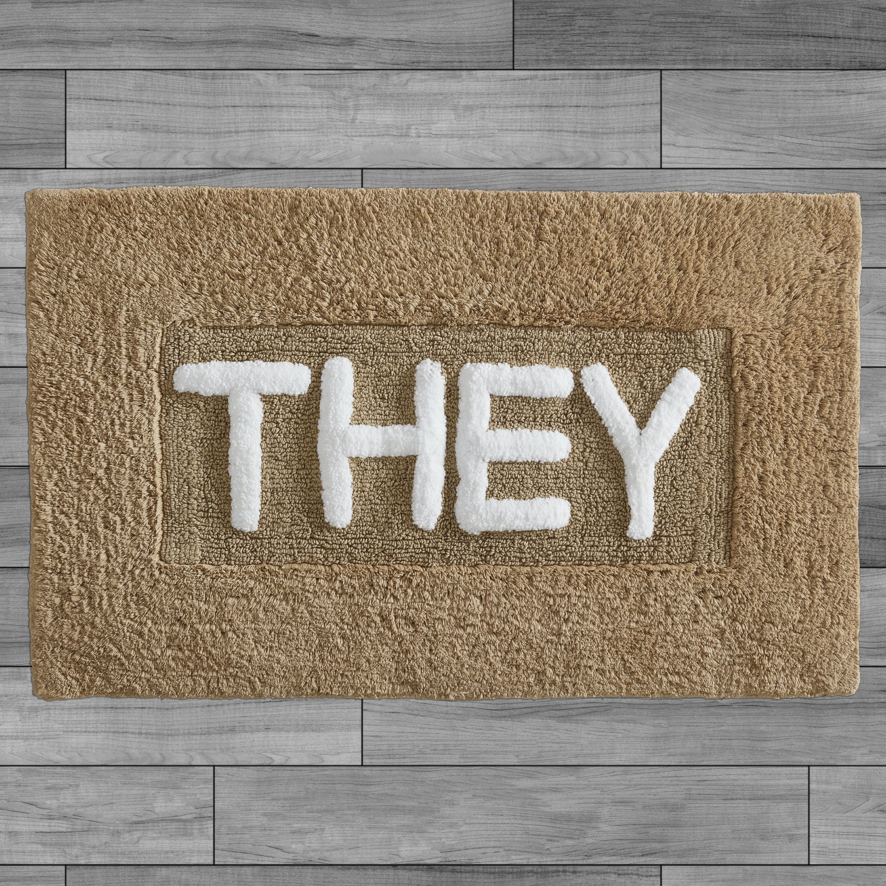 Jean Pierre "They" 21"x34" Cotton Bath Rug, Linen