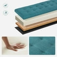 thumbnail image 4 of Ottoman with Storage, 51 Inch End of Bed Storage Ottoman Bench, Linen Fabric Upholstered Ottomans with Hinged Lid, Rectangle Long Foot Rest Bench for Entryway Living Room Bedroom Teal, 4 of 15