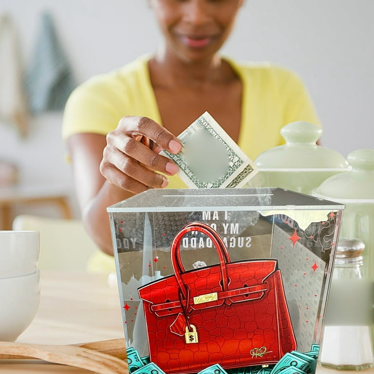 Smash Box 10k, 10k Smash Box for Money, Cash Money Saving Box, Acrylic Glass Piggy Bank, Secure Challenge Saving, Budget Planner, Transparent Clear Portable Digital Box (Blue-1PC, 5.9in)