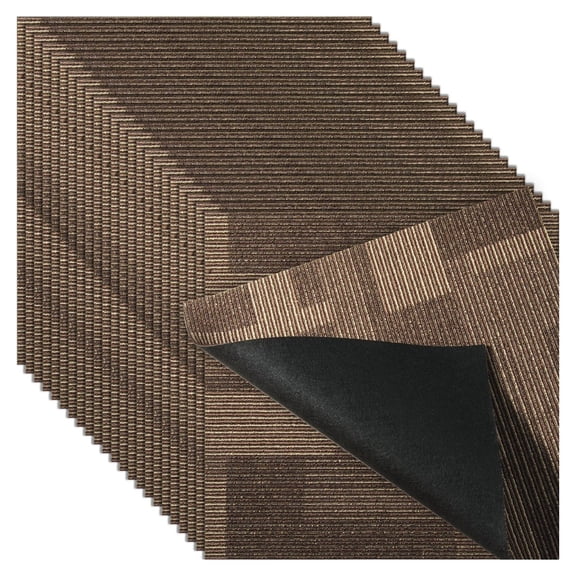 Carpet Tiles 24x24 with Padding, Reusable Carpet Squares, DIY Floor Tiles for Bedroom Living Room (24 Tiles, Mixed Brown)