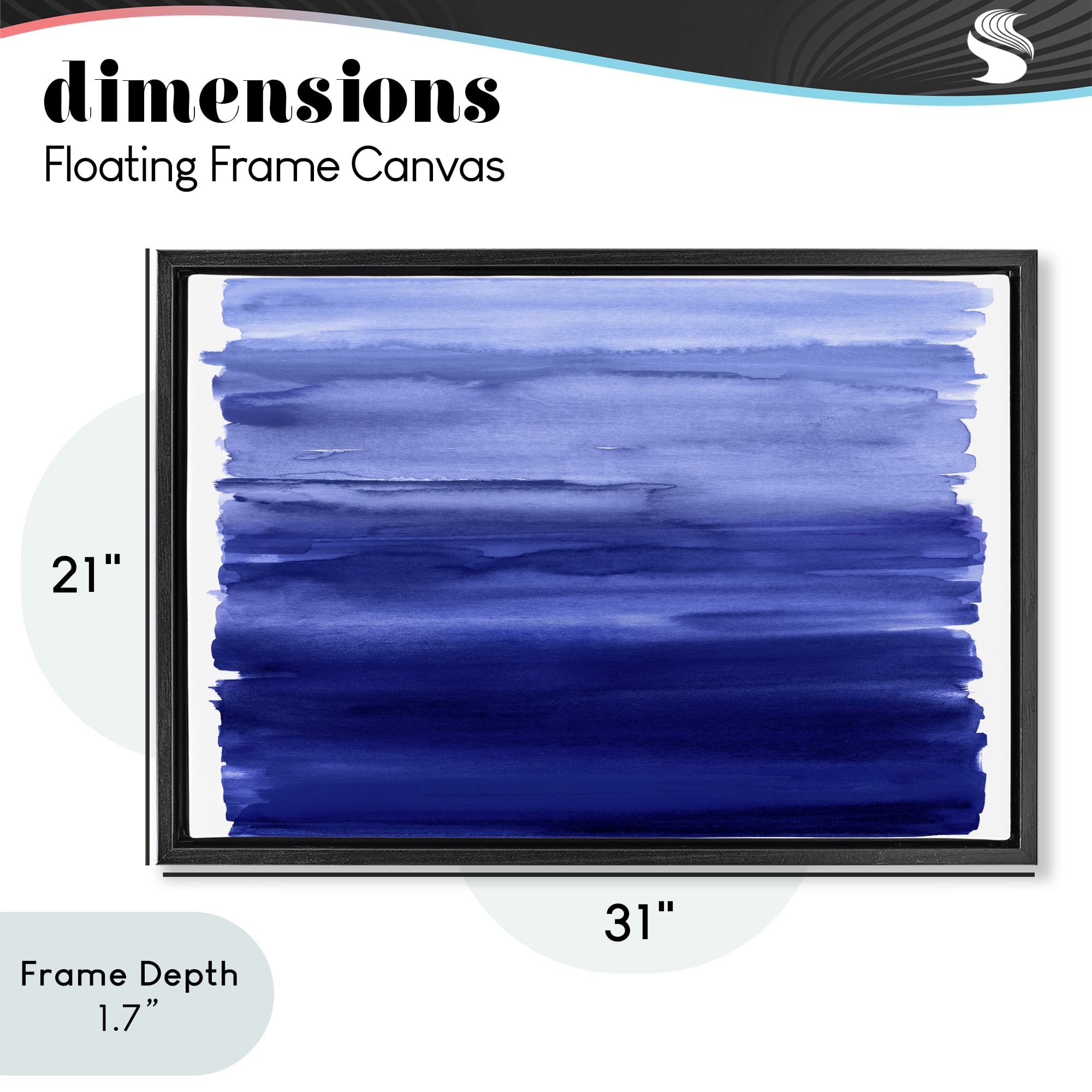 Stupell Industries Oceanic Ombre Blue Black Framed Floater Canvas Wall Art, design by Allie Corbin