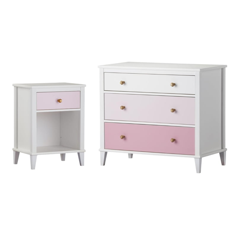 Home Square 2 Piece Kids Bedroom Set with Nightstand and 3 Drawer ...