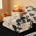 thumbnail image 5 of Homewish Halloween Baroque Devil Skull Zipper Twin Comforter Sets with Fitted Sheet and 2 Pillowcases, Dark Floral Blood Drip Zipper Bedding Set, Beige Gray Red, Black Reversible, 5 of 7