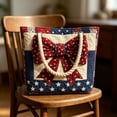 thumbnail image 6 of Floral American Flag Print Quilted Tote Patchwork 250 Anniversary USA 4th of July Patriotic Shoulder Bag Daily Handbag, 6 of 6