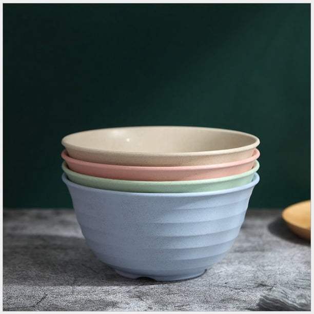 Xiao Hua Tazón de avena resistente - Juego de 4 piezas, tazón de plástico - Apto para microondas y lavavajillas, color brillante, tazón para sopa anticaídas
