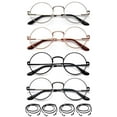 thumbnail image 2 of Newbee Fashion 4 Packs Round Reading Glasses Metal Frame Slim Rim with Spring Hinge Metal Circle Frame Vintage Reading Glasses for Men Women with Lanyards 1.00, 2 of 2