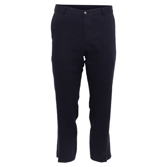 Pre-Owned Ralph Lauren Mid-Waist Cropped Trousers in Navy Blue Linen