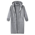 thumbnail image 5 of Long Hoodies for Women Zip Up Sherpa Fleece Knee Length Tunic Sweatshirts Oversized Fuzzy Cozy Soft Warm Winter Coats, 5 of 5