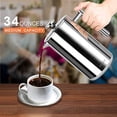 thumbnail image 2 of Secura French Press Coffee Maker, 304 Grade Stainless Steel Insulated Coffee Press with 2 Extra Screens, 34oz (1 Litre), Silver, 2 of 5