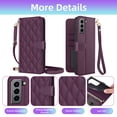 thumbnail image 4 of Furiet Argyle Wallet Case for Samsung Galaxy S21 Plus S21+ 5G & Tempered Glass Screen Protector Wrist/Shoulder Strap Card Slot Folio Stand Phone Cover for S21+5G S21plus 21S + S 21 21+ G5 Deep Purple, 4 of 8