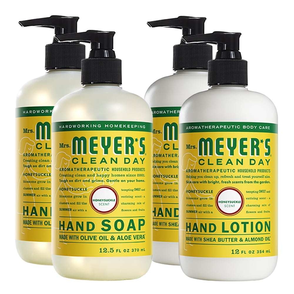 Mrs. Meyers 2 Packs Liquid Hand Soap, & 2 Packs Hand Lotion Honey