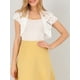 thumbnail image 5 of Cárdigan de encaje para mujer INSPIRE CHIC, elegante, de manga corta, con frente abierto, floral, corto, bolero, top de encaje, M blanco, 5 of 8