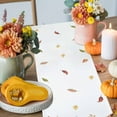 thumbnail image 4 of ERUNPONLY Orange Blue Leaf Fall Table Runner - 120 Inch Long Autumn Eucalyptus Leaves Cotton and Linen Blended Dress Scarves Farmhouse Table Runner for Kitchen Dining, Coffee Table, 13" x 120", 4 of 8