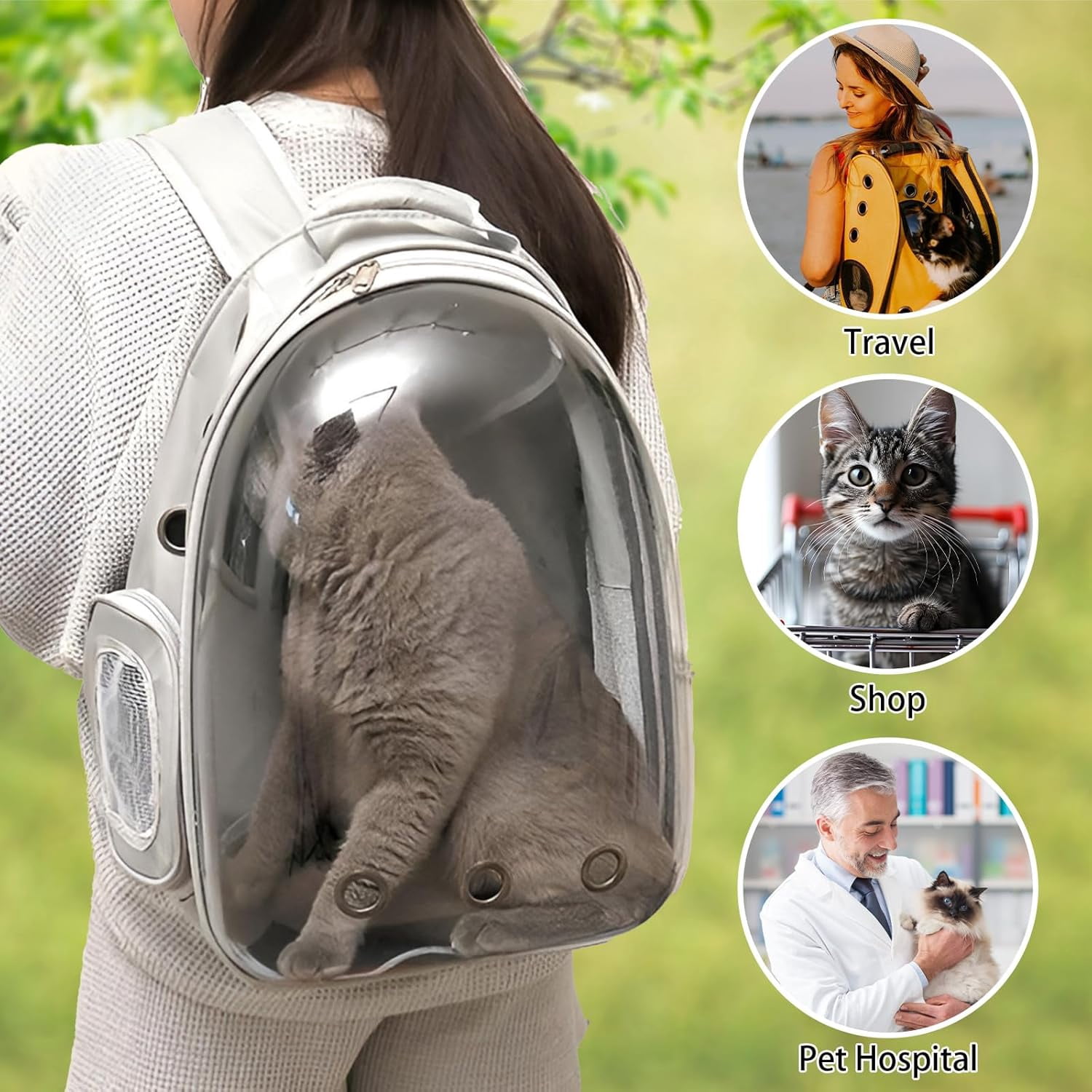 Airline-Approved Cat & Small Dog Backpack Carrier – Transparent Bubble Space Capsule Travel Bag for Hiking & Outdoor Use