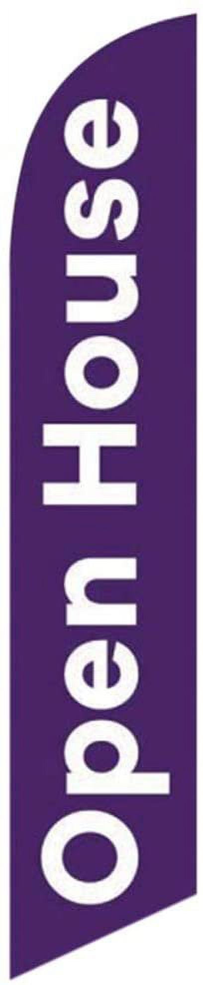 Cobb Promo Open House Purple Advertising Feather Flag with Complete 15ft Pole kit and Ground Spike